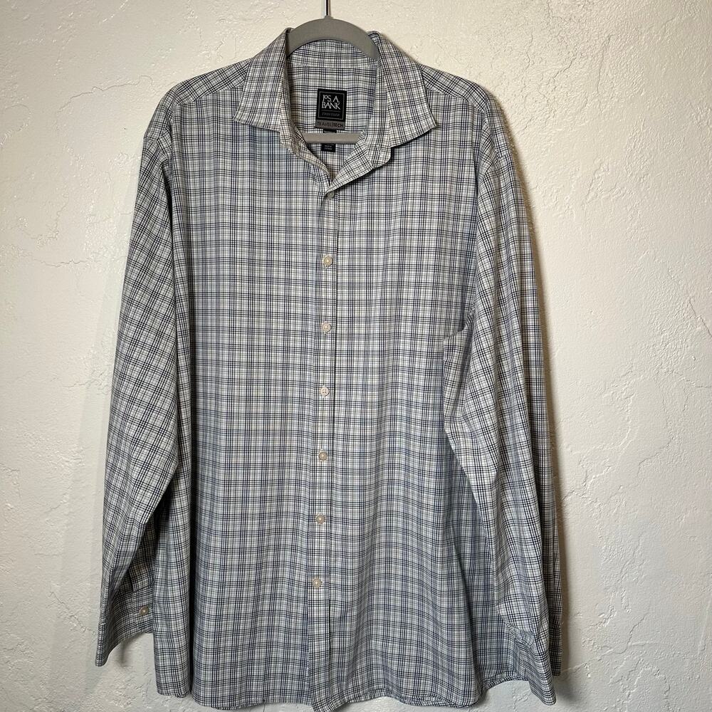 Jos. A. Bank Traveler Size 2XLT Travel Tech Plaid Button Down Long Sleeve